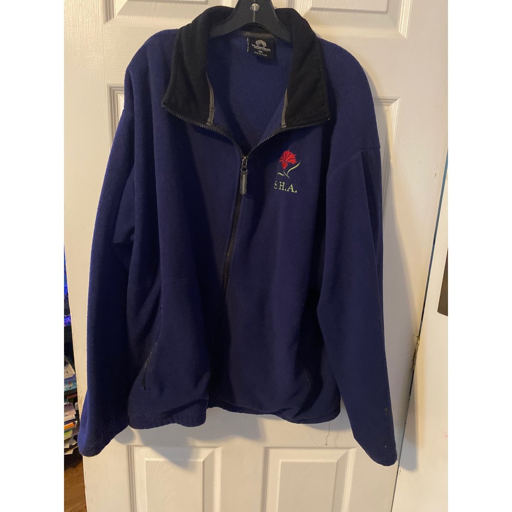 Weatherproof Garment Company Mens XXL Fleece Jacket Navy Blue Full Zip S.H.A.
